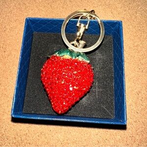 Sparkling Strawberry crystal keychain bag clip, purse accessories blinged out